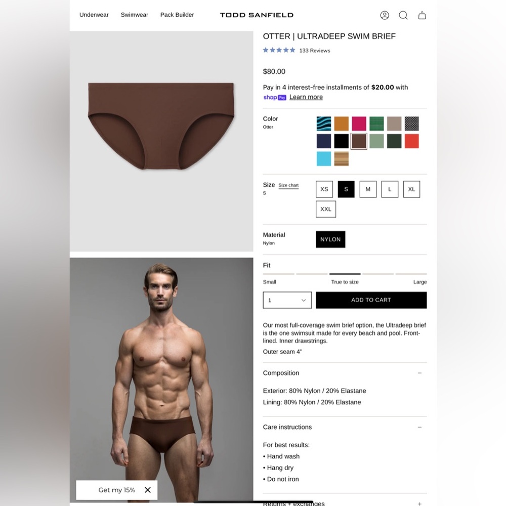 Todd Sanfield, Otter, Ultradeep Swim Brief